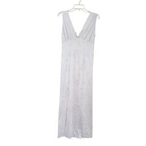 Vintage Floral Maxi Long Nightgown Dress Sleeveless Shimmering L USA